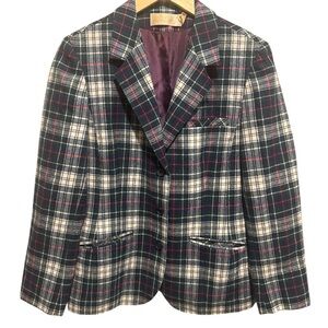 Classic Vintage Pendleton Plaid Wool Blazer, Size 12